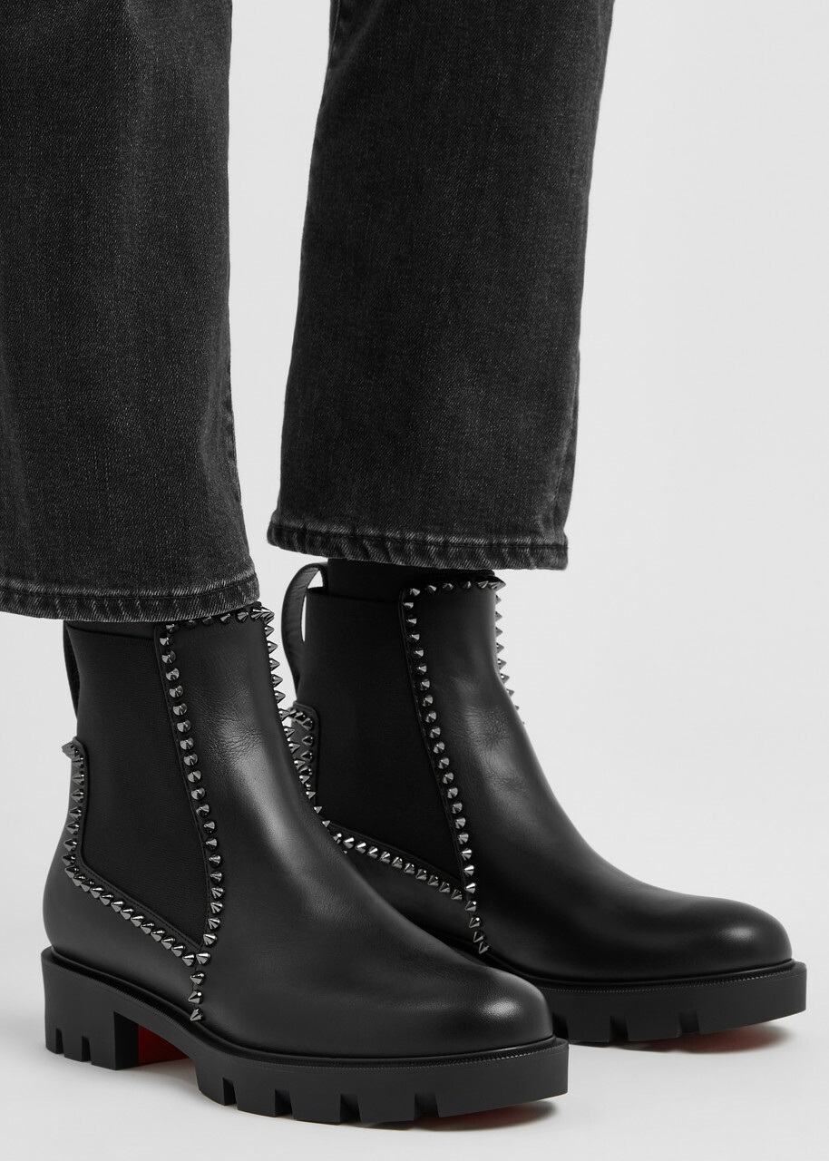 Christian Louboutin Out Lina Spike Leather Ankle Boots Black