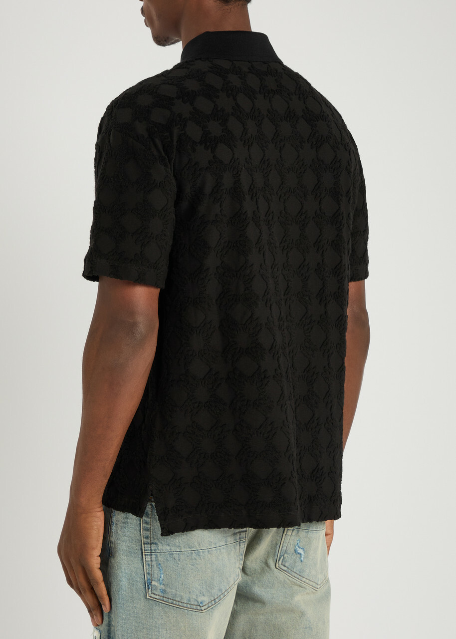 Amiri Logo-jacquard Cotton-blend Polo Shirt Black