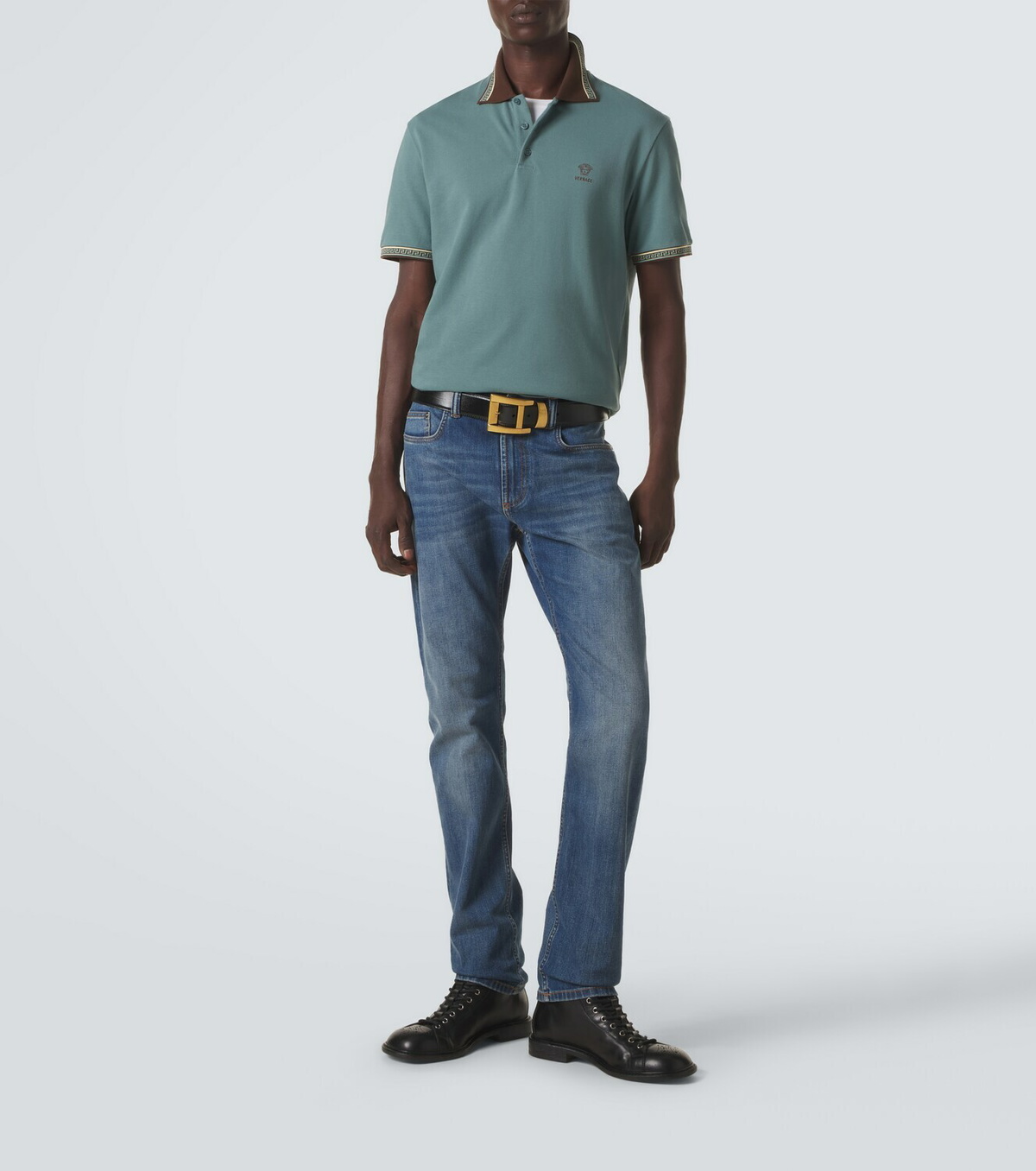 Versace Greca cotton piqué polo shirt