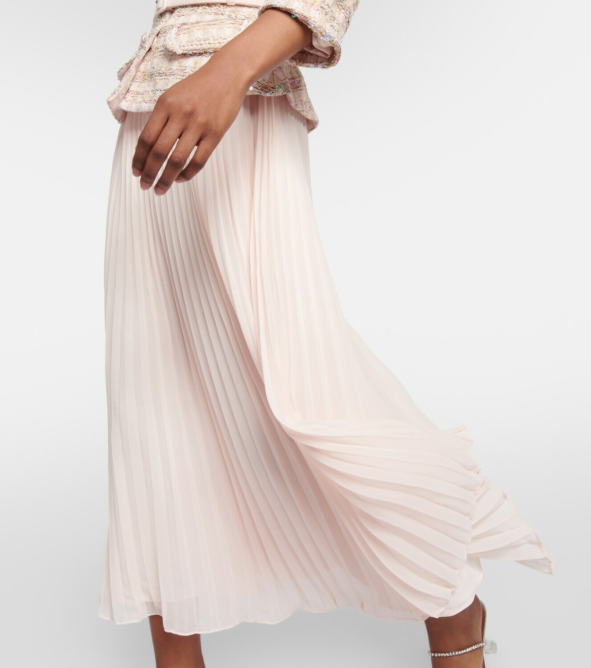Self-Portrait Belted boucl-paneled midi dress Self-Portrait