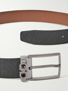 Salvatore Ferragamo - 3.5cm Reversible Debossed Leather Belt - Black