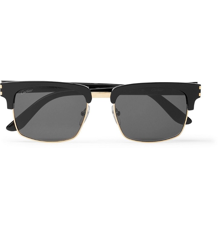 Photo: Cartier Eyewear - Square-Frame Acetate and Gold-Tone Sunglasses - Black