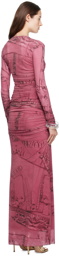 Blumarine Pink Crewneck Maxi Dress