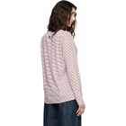 Wales Bonner Off-White & Burgundy Linen Stripe Jersey Hour T-shirt