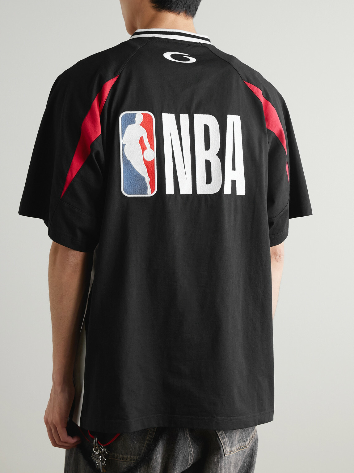 BALENCIAGA NBA コラボ 半袖 Tシャツ ブラックLサイズ新品未開封 Balenciaga - NBA Oversized Logo-Embroidered Cotton-Jersey T-Shirt