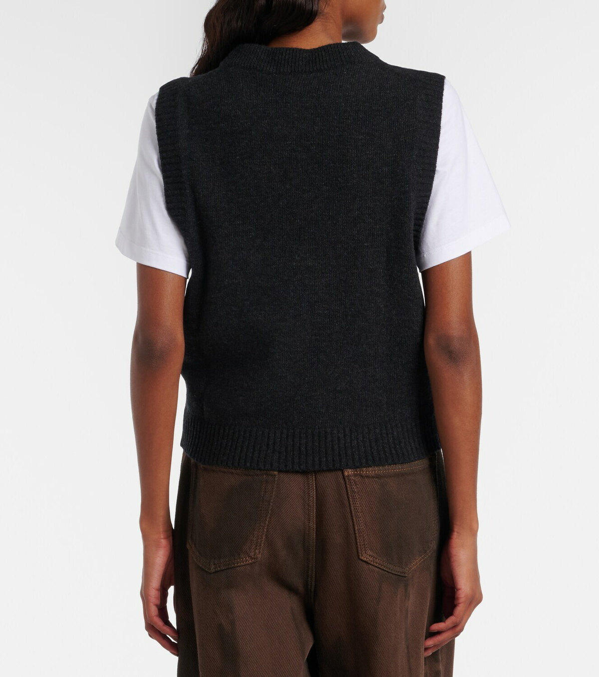 Ganni Printed wool-blend vest