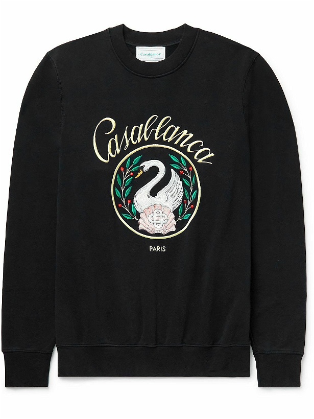 Photo: Casablanca - Logo-Embroidered Organic Cotton-Jersey Sweatshirt - Black