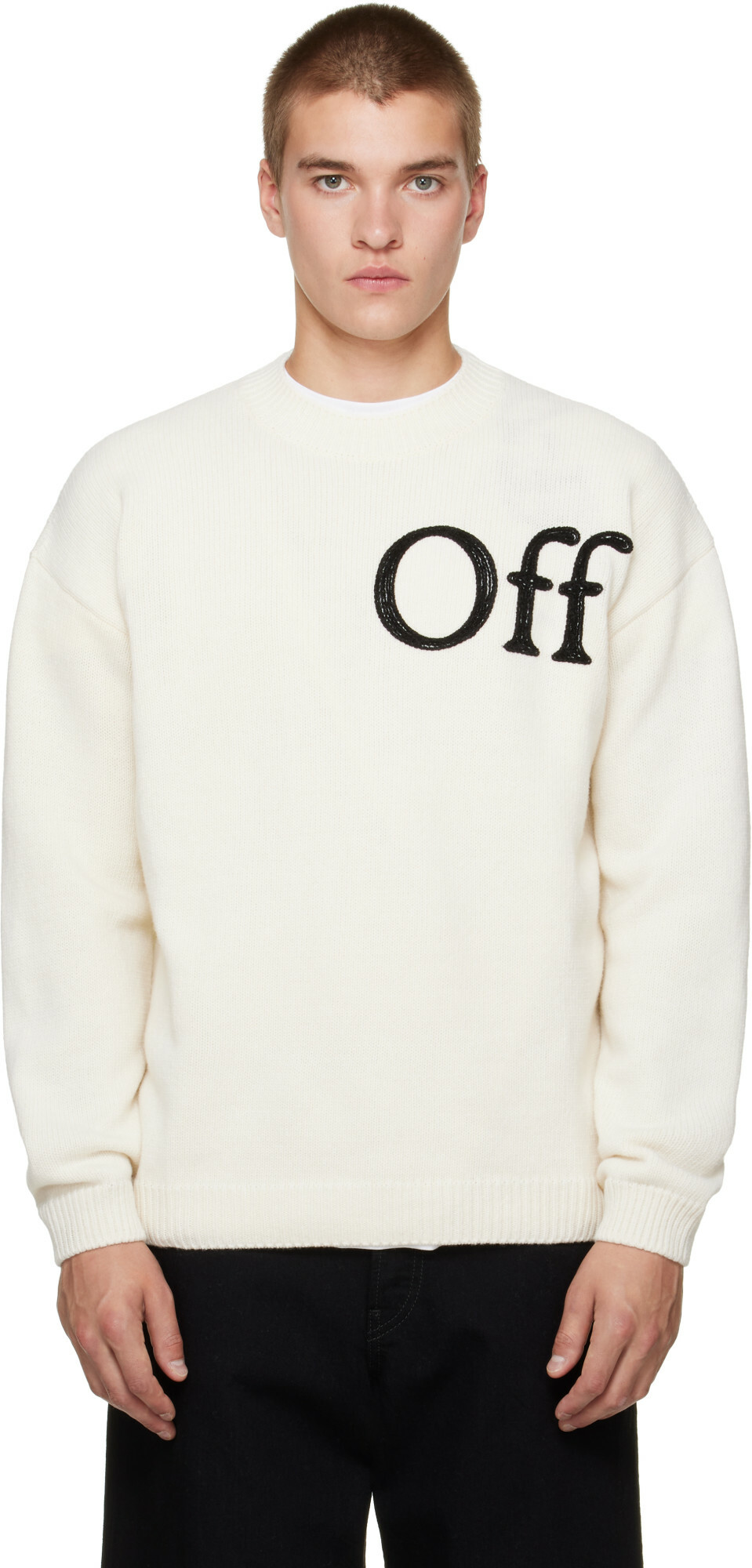Off-White Diagonal 3D Line Crew Sweat Black Off-White