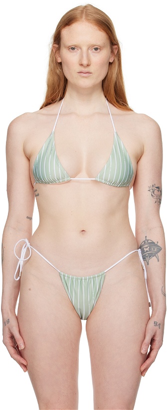 Photo: Poster Girl Green & White Elle Reversible Bikini Top
