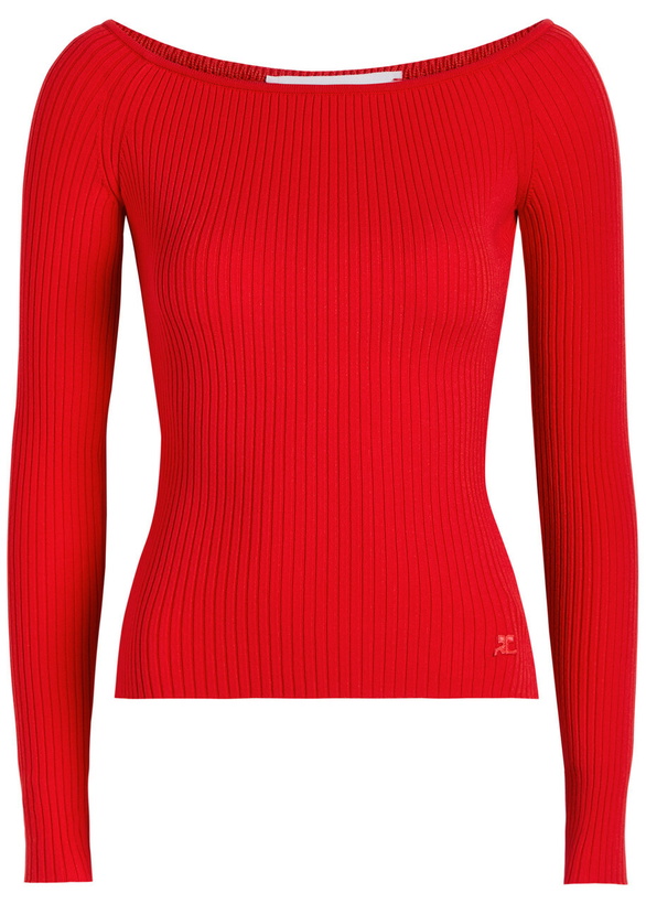 Photo: Courrèges Off Shoulder Ribbed Knit top Red