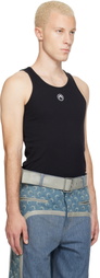 Marine Serre Black Moon Logo Ribbed Jersey Tank Top