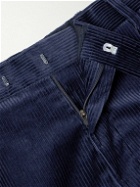 Mr P. - Tapered Pleated Cotton and Cashmere-Blend Corduroy Trousers - Blue