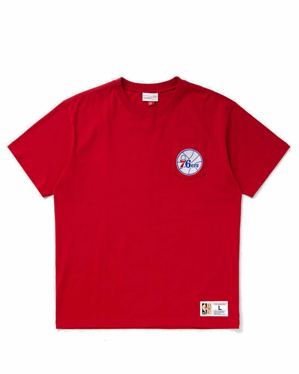 Photo: Mitchell & Ness Nba Premium Pocket Tee Philadelphia 76 Ers Red - Mens - Shortsleeves/Team Tees