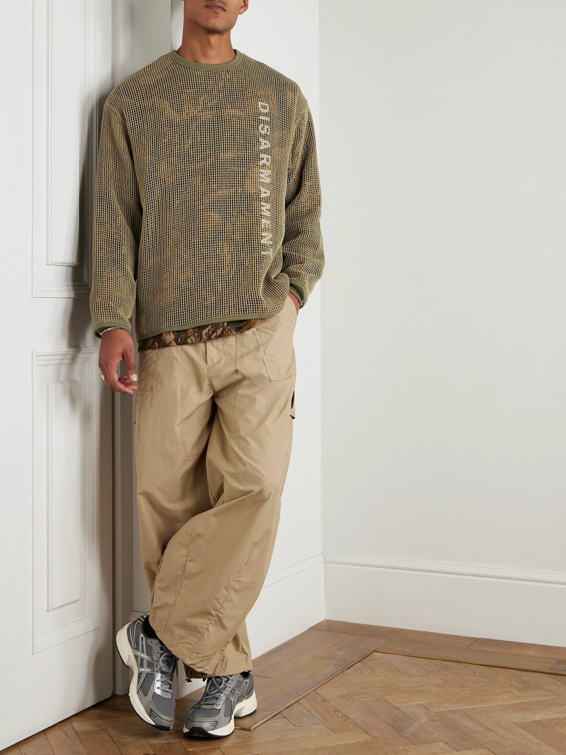 WTAPS - Ghill Layered Logo-Print Printed Cotton-Mesh and Jersey T-Shirt - Neutrals