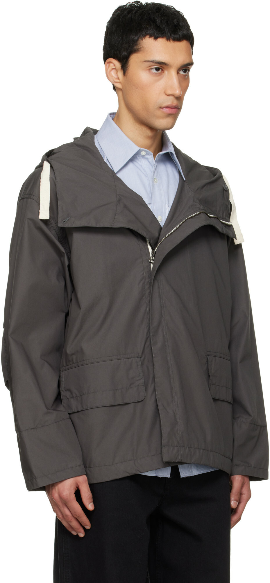 nanamica Gray Hooded Deck Jacket