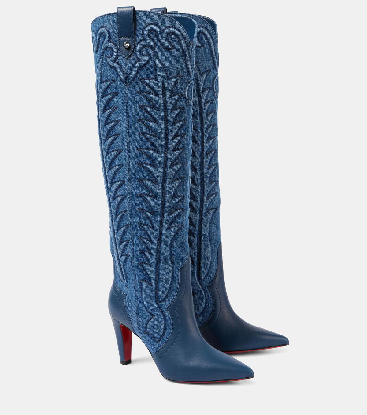 Christian Louboutin Santia Botta denim and leather knee-high boots
