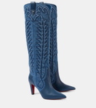 Christian Louboutin Santia Botta denim and leather knee-high boots