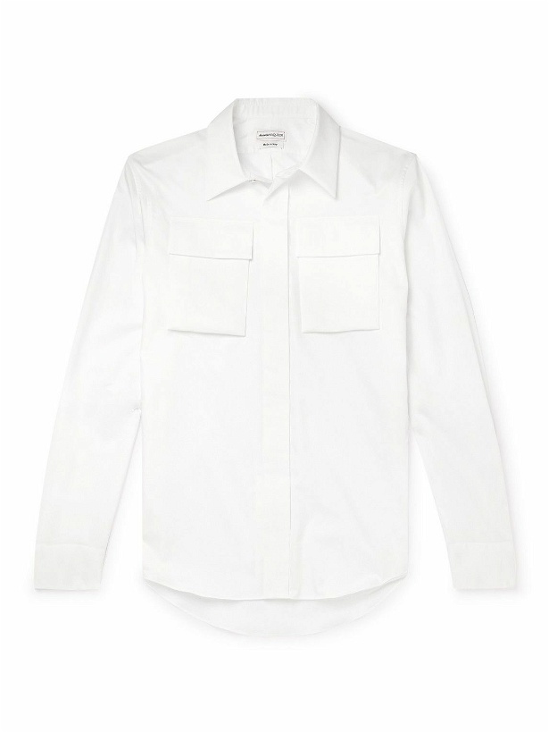 Photo: Alexander McQueen - Cutaway-Collar Cotton-Sateen Shirt - White