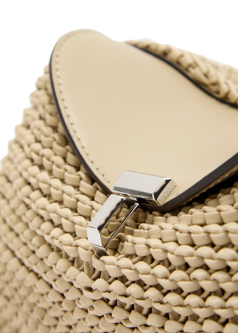 Toteme T-lock Mini Woven Leather Clutch - Cream - One Size