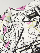 Fendi - Logo-Embroidered Printed Cotton-Jersey T-Shirt - Multi
