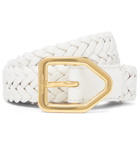 TOM FORD - 3cm Woven Leather Belt - White