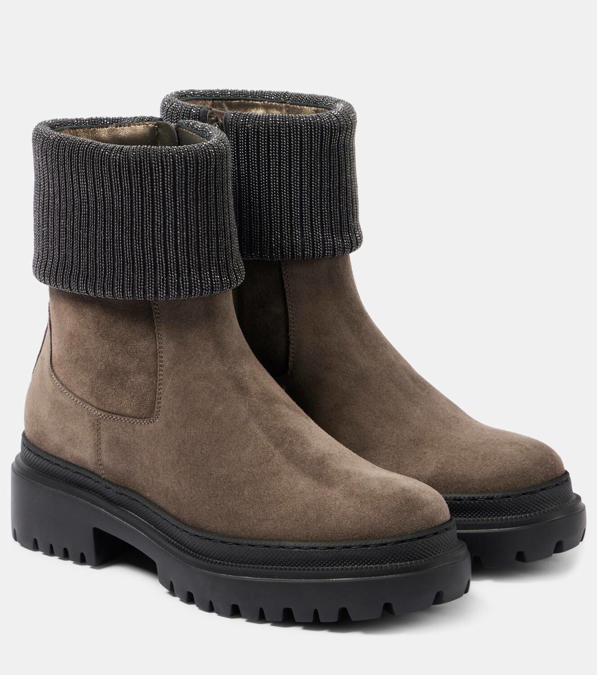 Brunello Cucinelli Embellished suede Chelsea boots
