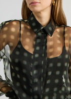 16 Arlington Teverdi Printed Sheer-chiffon Shirt Green