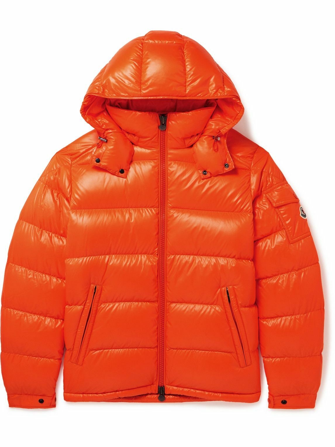 Moncler - Maya Logo-Appliquéd Quilted Shell Hooded Down Jacket - Orange ...