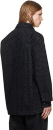 BALMAIN Black Monogram Denim Overshirt