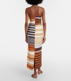 Cala de la Cruz Bruna striped linen midi skirt