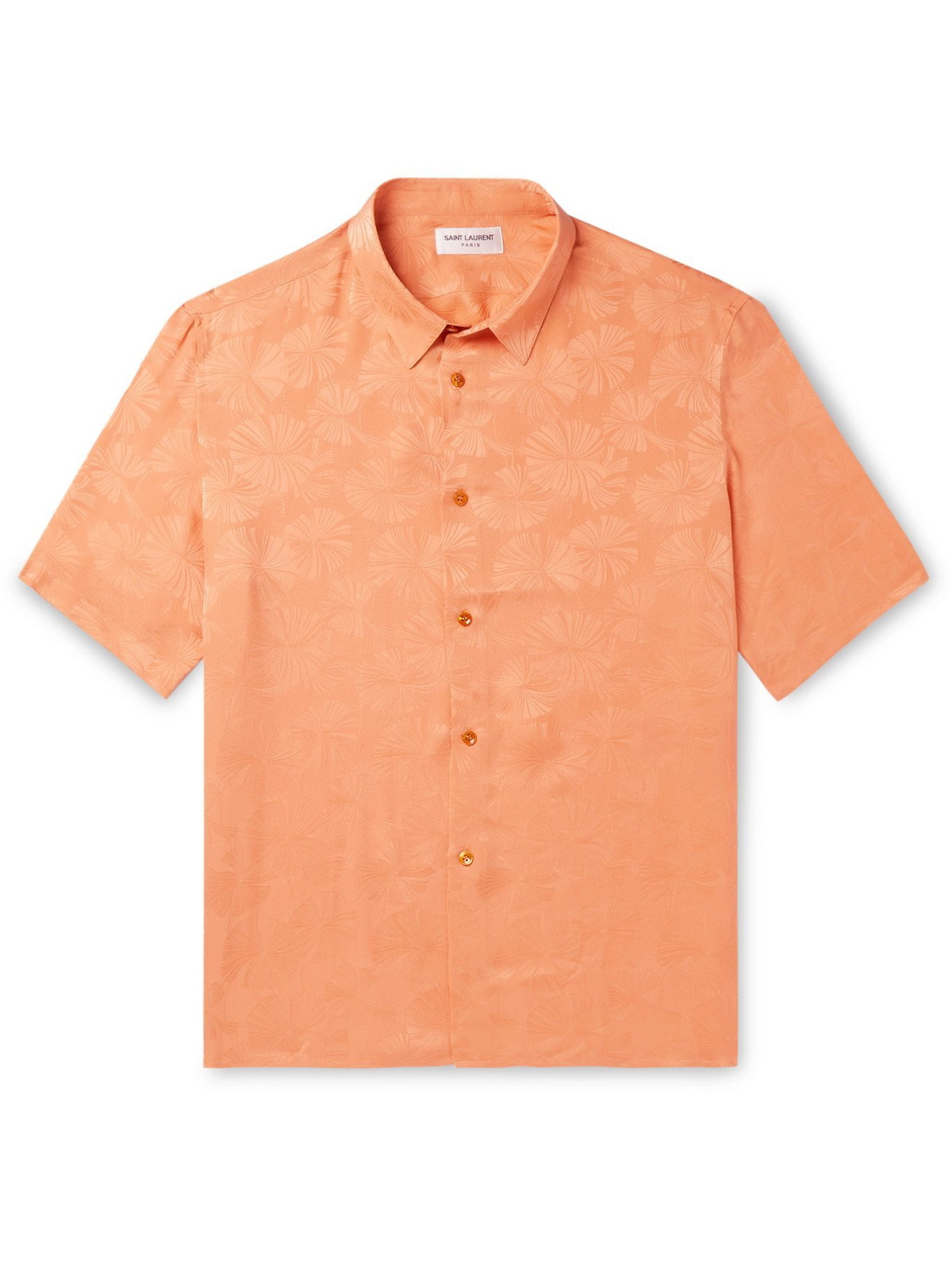 SAINT LAURENT - Silk-Jacquard Shirt - Orange Saint Laurent