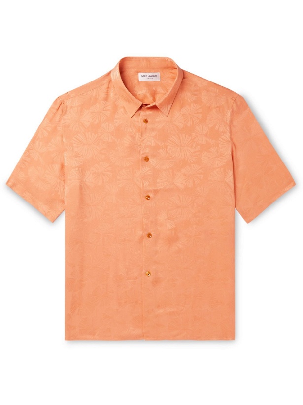 Photo: SAINT LAURENT - Silk-Jacquard Shirt - Orange