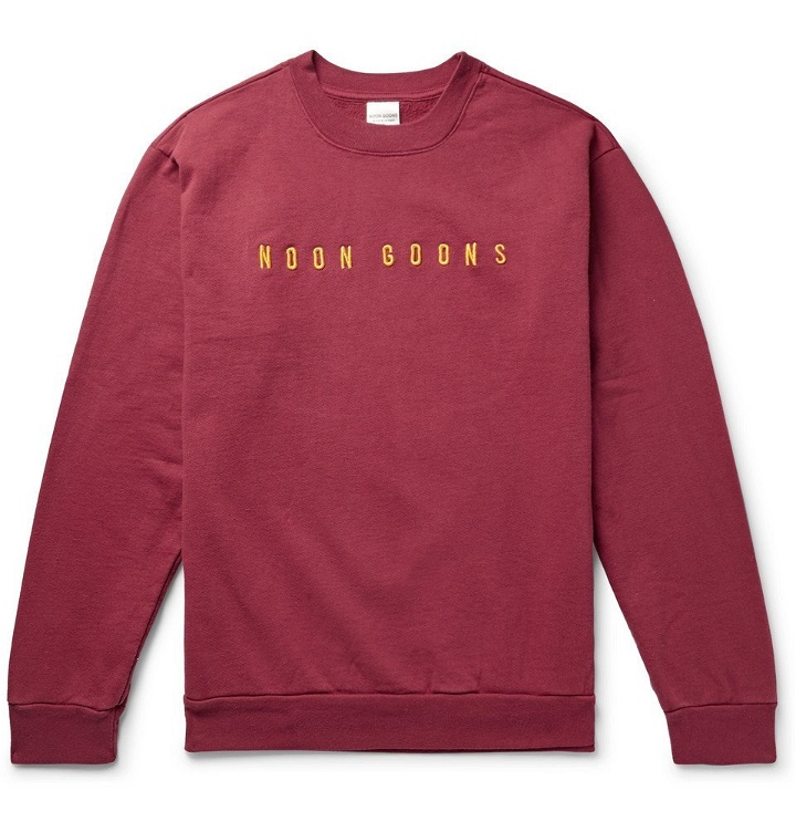 Photo: Noon Goons - Logo-Embroidered Fleece-Back Cotton-Jersey Sweatshirt - Men - Burgundy
