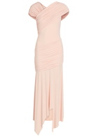 DE LA Vali Hela Ruched Stretch-jersey Midi Dress Light Pink