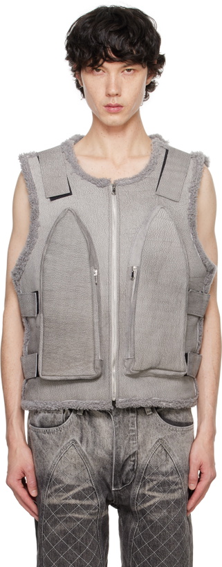 Photo: Who Decides War Gray Bullet Point Leather Vest