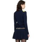 GANNI Navy Argyle Print Cardigan