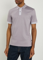 Boss Striped-trim Cotton Polo Shirt Light Purple