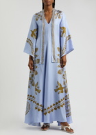 LA Double J Magnifico Printed Silk-satin Maxi Dress Blue