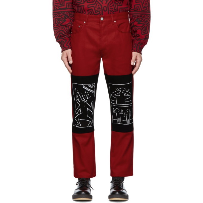 Photo: Etudes Red Keith Haring x MTA Edition Corner Canvas Trousers