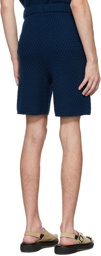King & Tuckfield Navy Merino Textured Shorts