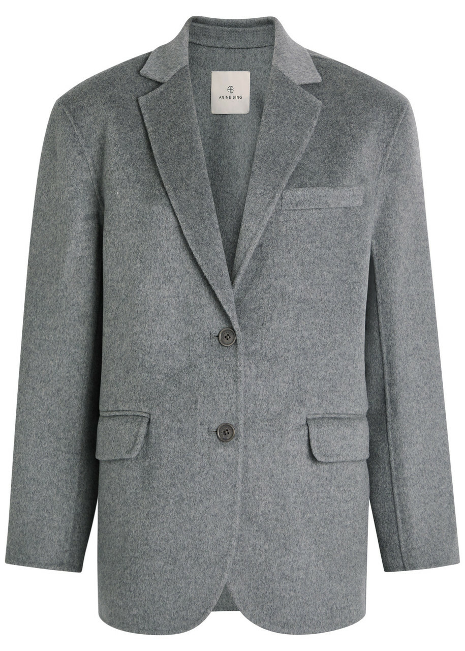 Anine Bing Quinn Wool and Cashmere-blend Blazer Grey