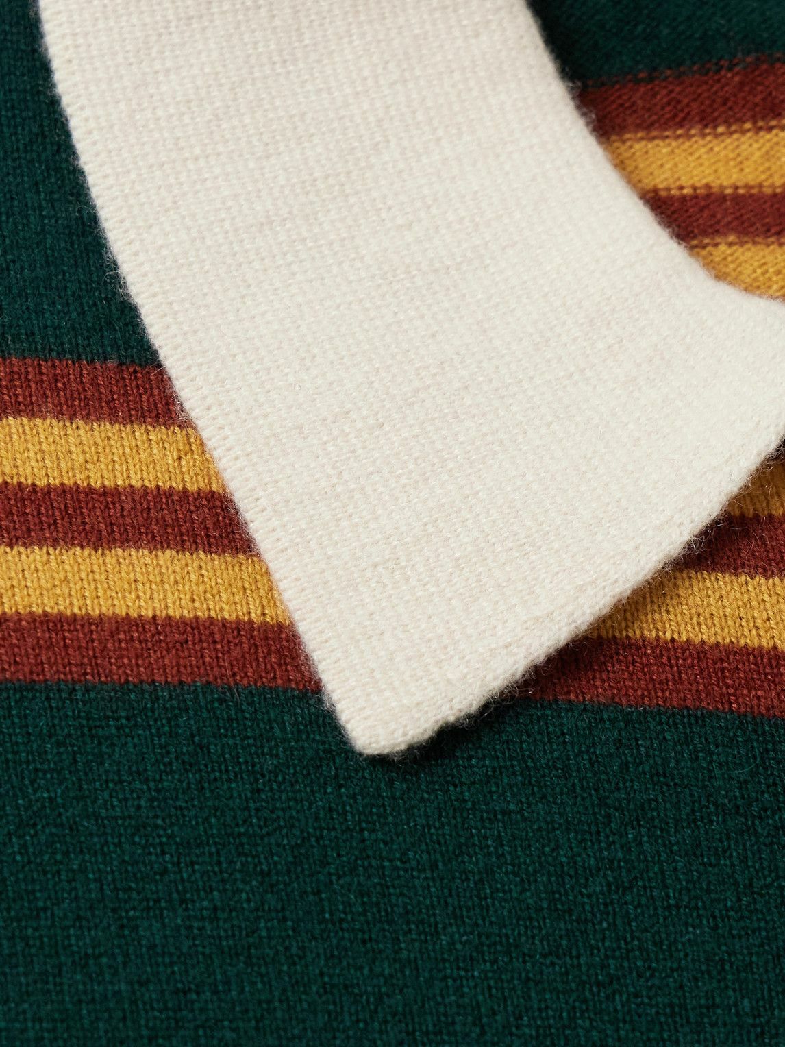 Guest In Residence - Rugby Striped Cashmere Polo Shirt - Green