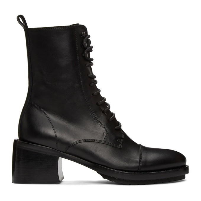 Photo: Ann Demeulemeester Black Leather Heel Lace-Up Boots