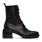 Ann Demeulemeester Black Leather Heel Lace-Up Boots