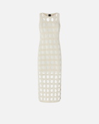 Pinko Perforated Knit Midi Dress Swan White