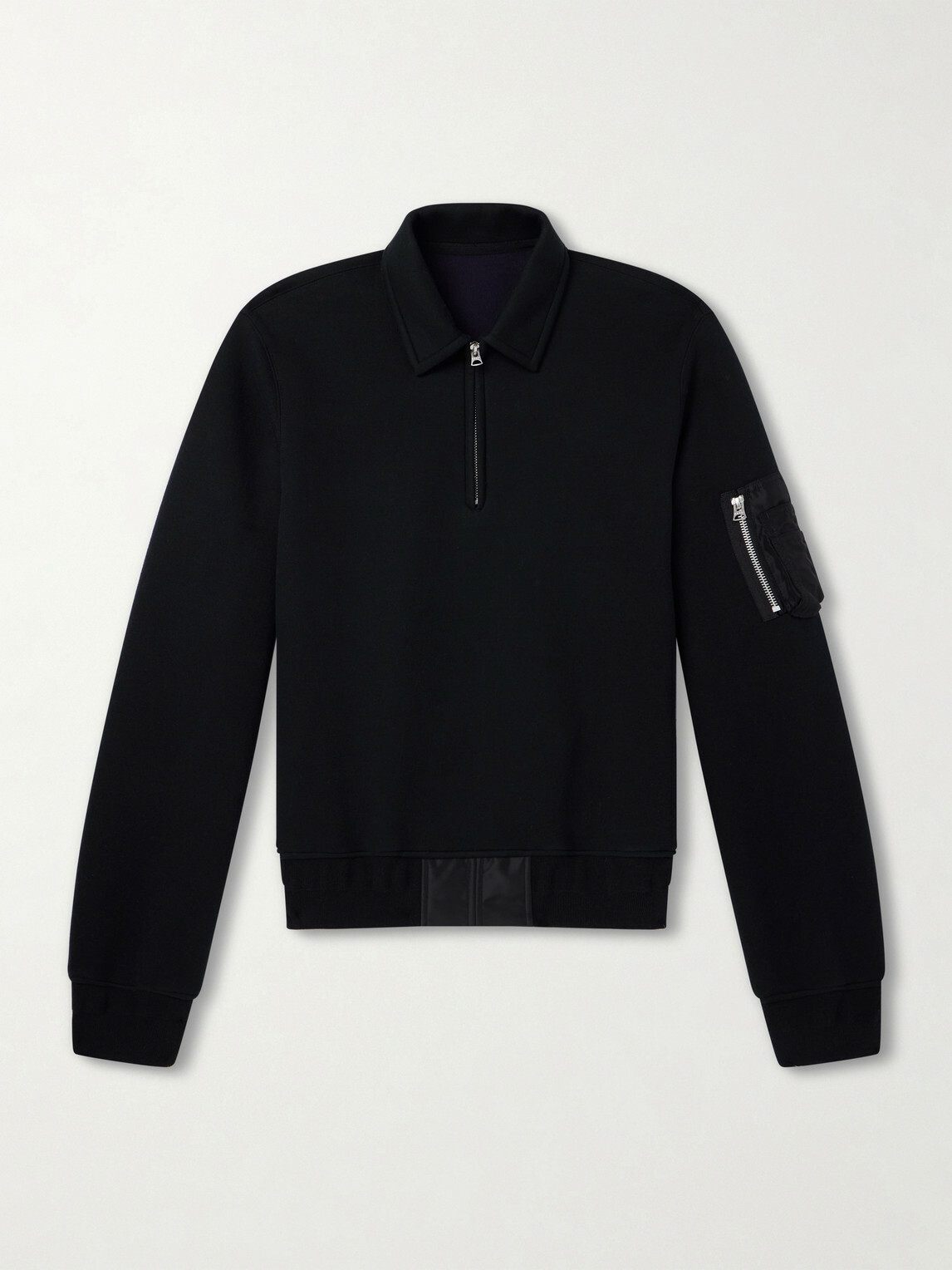 sacai ライダースジップニット　サイズ2 mens Sacai - Cotton-Blend Half-Zip Sweater - Black Sacai