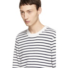 Rag and Bone White and Navy Striped Crewneck Sweater