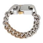 1017 ALYX 9SM SSENSE Exclusive Silver and Beige Colored Links Buckle Bracelet
