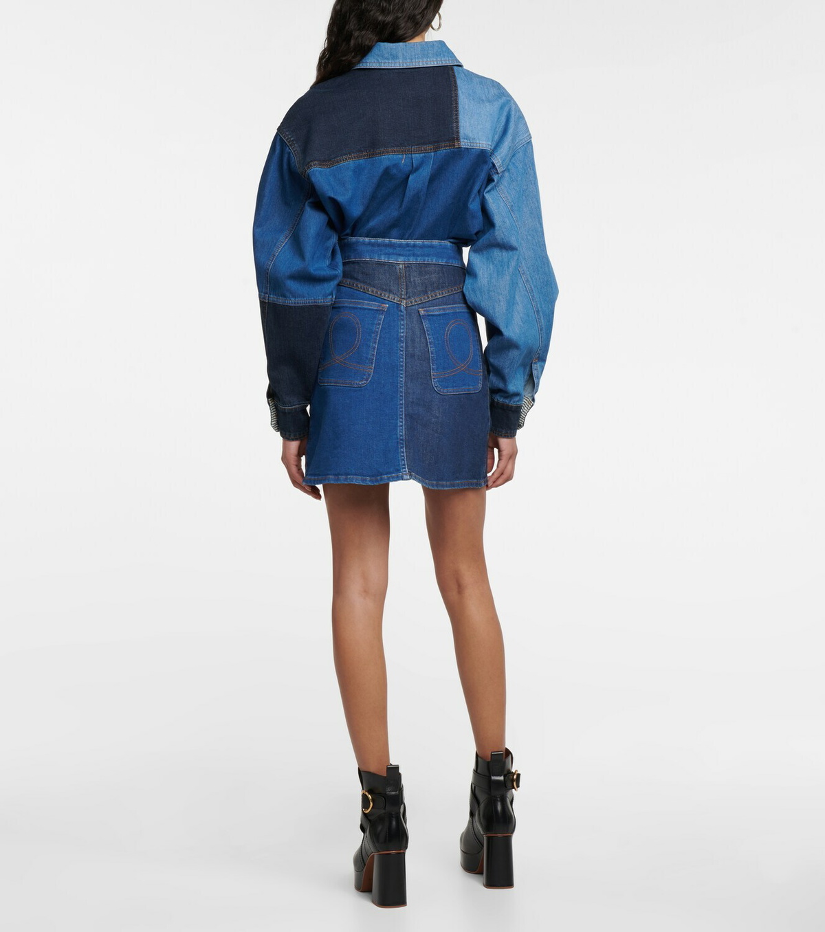 See By Chloe - Patchwork denim miniskirt