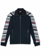 Missoni - Cotton-Jersey and Striped Crochet-Knit Track Jacket - Blue